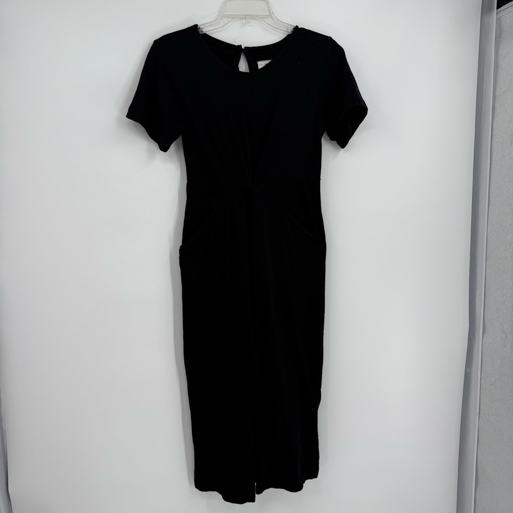 Anthropologie Daily Practice Delevan Midi Dress Black Size XS Short Sleeves
